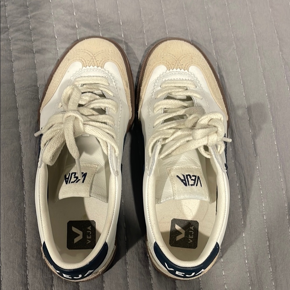 Veja White and Beige Sneakers